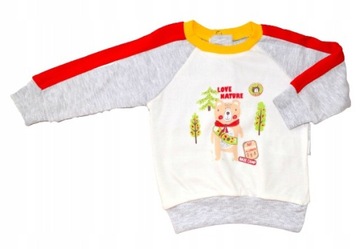 BLUZA NIEMOWLĘCA DRESOWA Bawełniana Z misiem r.74