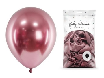 Balony Glossy różowo-złoty chrom, 30cm, 50 szt.