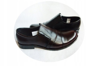 Skorzane BUTY MESKIE szerokie TĘGOSĆ H czarny 45