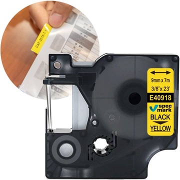 Taśma do DYMO D1 40918 9mm 7m żółta czarny nadruk do LM kompatybilna yellow