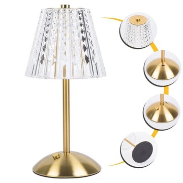 KLASYCZNA KRYSZTAŁOWA LAMPKA STOŁOWA RETRO LED