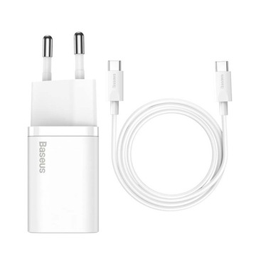 СЕТЕВОЕ ЗАРЯДНОЕ УСТРОЙСТВО BASEUS БЛОК ПИТАНИЯ CUB USB-C PD 25 Вт С КАБЕЛЕМ USB-C ДЛИНОЙ 1 М