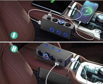 РАЗЪЕМ ПРИкуривателя 12-24 В USB QC3.0 РАЗЪЕМ НА 3 РАЗЪЕМА