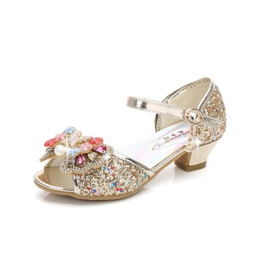 BUTY SANDAŁKI KSIĘŻNICZKI NA OBCASIE ZŁOTE 34