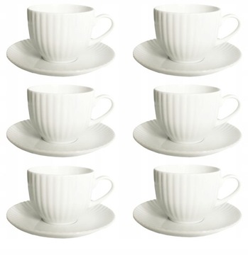 LUBIANA ZESTAW 6 FILIŻANEK 200 ml ZE SPODKIEM DAISY BIAŁA PORCELANA