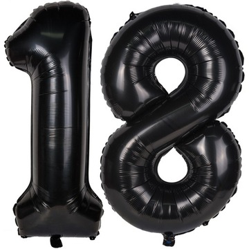 Balony Urodzinowe Osiemnastka 18 Czarne foliowe