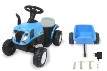 Jeździk New Holland z przyczepą niebieski 6V JA4 elektryk