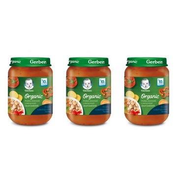 GERBER ORGANIC Obiadek Słodkie ziemniaki z warzywami i kurczakiem 3x190g