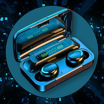 SŁUCHAWKI BEZPRZEWODOWE BLUETOOTH 5.1 + POWERBANK MIKROFON SPORTOWE DOUSZNE