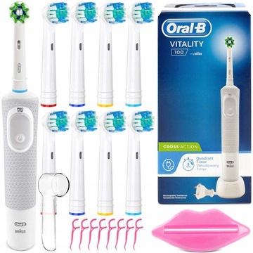 SZCZOTECZKA ELEKTRYCZNA ORAL-B VITALITY 100 BIAŁA + KOŃCÓWKI WYKAŁACZKI