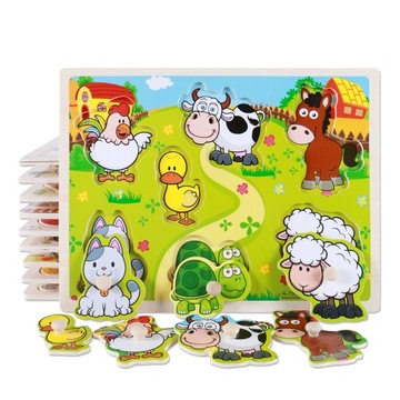 EDUKACYJNE DUŻE KLOCKI DREWNIANE UKŁADANKA