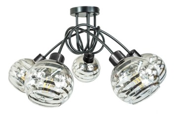 LAMPA WISZĄCA SUFITOWA LOFT 5x E27 SZKLANA KULA