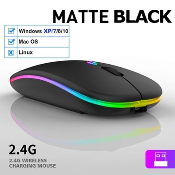 Беспроводная мышь Blueteeth 5.2 с мини-аккумулятором USB RGB 1600 точек на дюйм, 2,4 ГГц для