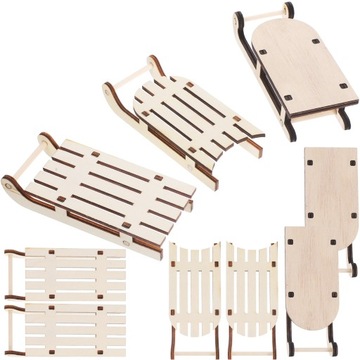 9 шт. МИНИАТЮРНЫЕ ДЕРЕВЯННЫЕ УКРАШЕНИЯ САНЕЙ