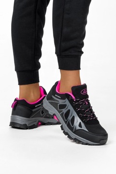 ЖЕНСКИЕ ТРЕККИНГОВЫЕ ОБУВИ SOFTSHELL ЧЕРНЫЕ НА ШНУРОВКЕ РОЗОВЫЕ АКСЕССУАРЫ размер 40