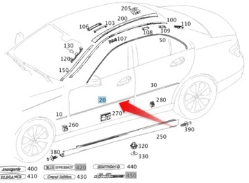 LIŠTA CHRÓM BOČNÍ MERCEDES C TŘÍDA W204 DVEŘE PL