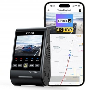 VIOFO A229 PRO 1CH wideorejestrator przód 4K + HDR GPS G-sensor Wi-Fi BT