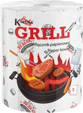 Ręcznik papierowy celuloza 3-warstwy KARTIKA GRILL NADRUK CHŁONNY 200 list