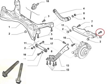 FIAT CROMA VECTRA C SIGNUM ŠROUB RAMENA ZADNÍ 100