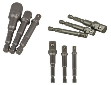ZESTAW ADAPTERÓW NASADEK 1/4 3/8 1/2 DO WKRĘTARKI