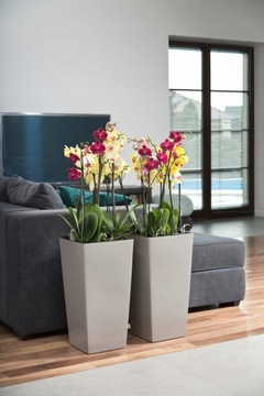 Цветочный горшок HIGH FINESSION + вставка 30x30 h57 GLOSS WHITE