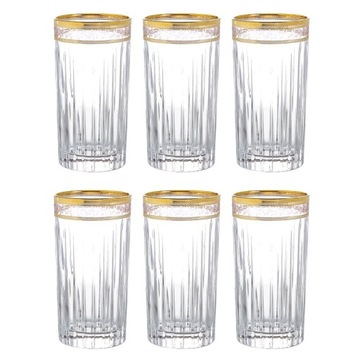 BOHEMIA PRESTIGE DORATO 440ML SZKLANKI KPL 6 SZT ZDOBIONE DEKOROWANE