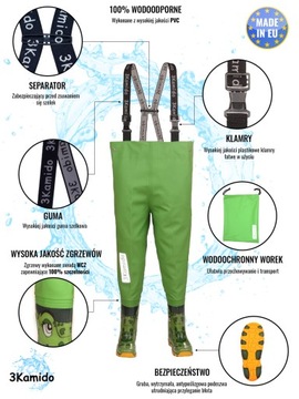 Детские вейдерсы 3Камидо, вейдерсы, вейдерсы КРОКОДИЛ размер 21