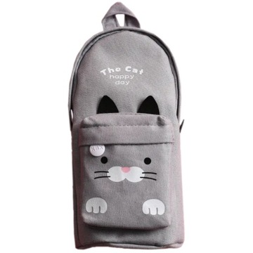 Piórnik szkolny kot SZARY motyw minki piórnik pusheen