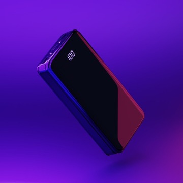 POWERBANK 20000 мАч, черный, удобный, 2,1 А + светодиодный фонарик, 2x USB micro+C, мощный