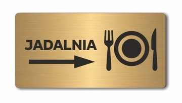 JADALNIA strzałka w prawo | Tabliczka informacyjna, nierdzewna ZŁOTA | UV
