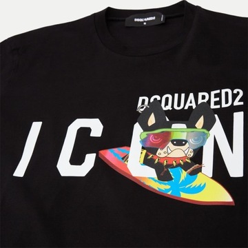 DSQUARED2 t-shirt męski koszulka ICON BLACK NOWOŚĆ ITALY roz.M