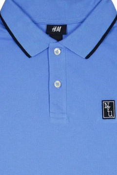 H&M Niebieska Koszulka Polo Polówka Bawełna S