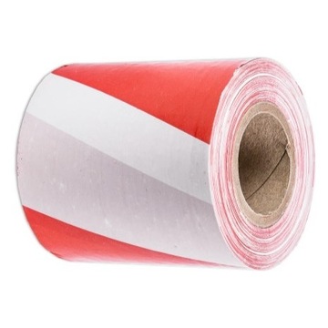 Taśma WSTĘGA ostrzegawcza Bez kleju CZERWONO - BIAŁA 80 mm x 200 m