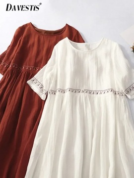 Retro Cotton Linen Dress Women's New Summer Loose