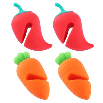 4 SZT. SILIKONOWE PODNOŚNIKI POKRYWKI CARTOON CARROT CHILI