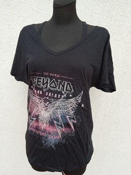 42 NEW LOOK T-SHIRT KOSZULKA DAMSKA Z ROCKOWYM NADRUKIEM