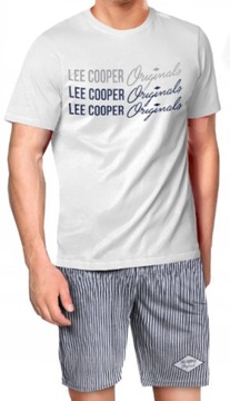 Piżama męska bawełniana biały t-shirt i spodenki w paski Lee Cooper L