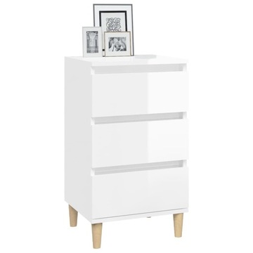 VidaXL Тумбочка прикроватная, глянцевый, белый, 40x35x7