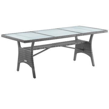 Stół ogrodowy rattan szkło hartowane 190x90x75cm
