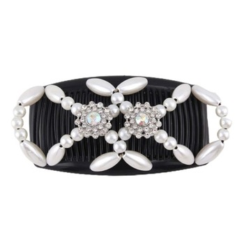 Koraliki Grzebienie do włosów Narzędzie do robienia koków Spinki do włosów z koralików Modne włosy Biały kwiat