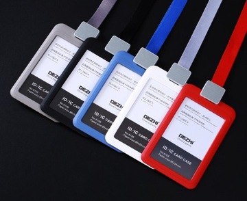 Identyfikator na smyczy – solidne etui na karty CZARNY