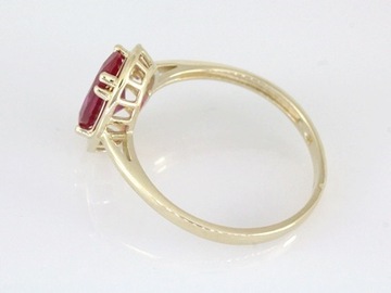 złoty klasyczny pierścionek 333 rubin od Rokarte