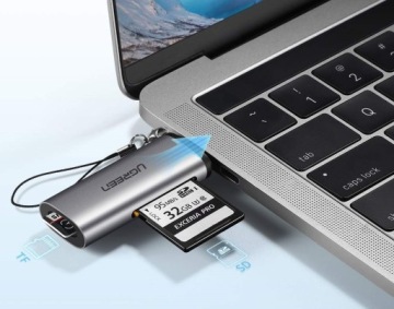UGREEN CM184 USB-C 3.1 Кардридер 2-в-1 для microSD + SD (серый)