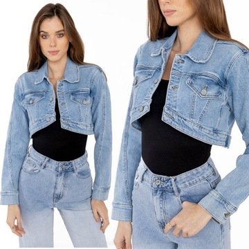 Zjawiskowa Katana Jeansowa Bolerko Jeansowe Blue Jeans Narzutka lato