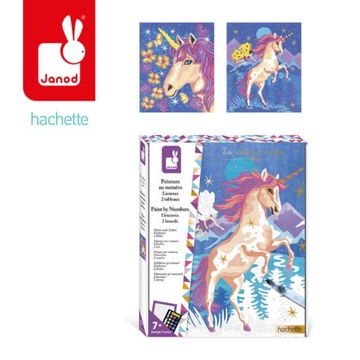 Zestaw kreatywny Malowanie po numerach Jednorożce dla dzieci, 7 lat+, Janod