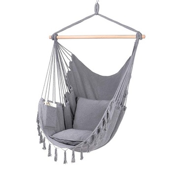 Бразильский гамак, качели, подвесной садовый стул БОХО светло-серый