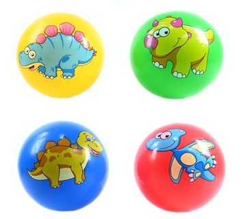 DINOZAURY PIŁKA GUMOWA OGRODOWA 23CM RÓŻNE KOLORY ZESTAW 4SZT