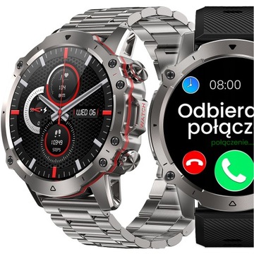 SMARTWATCH MĘSKI POLSKIE MENU ROZMOWY POWIADOMIENIA SMS SPORT DWA PASKI
