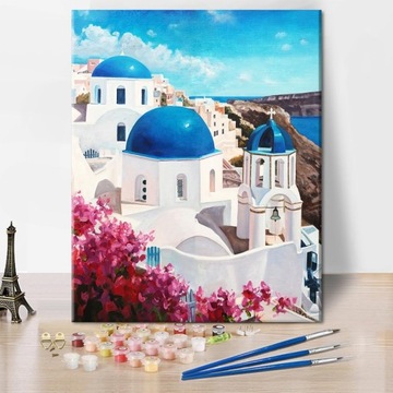 Malowanie po numerach Krajobraz Romantyczny Santorini Grecja 40x50 DIY