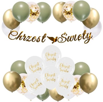 BALONY zestaw dekoracje na CHRZEST